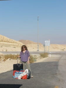 Sharon Carr with luggage. 